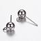 Non-Tarnish 304 Stainless Steel Stud Earring Findings, with Loop, Stainless Steel Color, 8x6mm, Hole: 1.7mm, Pin: 0.7mm