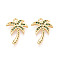 Brass Pave Cubic Zirconia Pendants, Coconut Tree Charms, Nickel Free, Real 18K Gold Plated, 16.5x12x1.5mm, Hole: 1.2mm