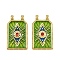 304 Stainless Steel Enamel Pendants, Rectangle with Evil Eye, Ion Plating(IP), Manual Polishing, Real 18K Gold Plated, Olive Drab, 30.5x18x2.5~5mm, Hole: 2.3mm