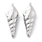 Anti-Tarnish 304 Stainless Steel Pendants, Conch Charm, Stainless Steel Color, 42x15.5x10mm, Hole: 1.5mm
