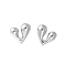 Rack Plating Brass Heart Stud Earrings for Women, Lead Free & Cadmium Free, Platinum, 11.5x12mm