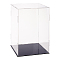 Transparent Plastic Minifigure Display Cases, Dustproof Action Figure Display Box, with Black Base, for Models, Building Blocks, Doll Display Holders, White, 21x21x30.5cm
