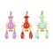 Brass Enamel Pendants, Golden, Shrimp, 34x17x4mm, Hole: 2x4.5mm