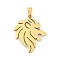 Ion Plating(IP) 201 Stainless Steel Pendants, Laser Cut, Lion Charms, Golden, 31.5x25x1.5mm, Hole: 7.5x3.5mm