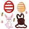 Plastic Cookie Cutters, Cookies Moulds, DIY Biscuit Baking Tool for Easter, Mixed Color, Egg and Rabbit, Easter Theme Pattern, 90~110x71~82x20mm, 2pcs/set