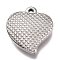 Tarnish Resistant 304 Stainless Steel Pendants, Heart, Textured, Stainless Steel Color, 18x16x4.5mm, Hole: 2mm