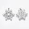 Brass Micro Pave Cubic Zirconia Pendants, Nickel Free, Snowflake, Clear, for Christmas, Real Platinum Plated, 23x26.5x4.5mm, Hole: 3x4mm