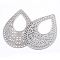 Tarnish Resistant 304 Stainless Steel Big Filigree Pendants, teardrop, Stainless Steel Color, 61.5x43x0.5mm, Hole: 0.5mm, about 35~50pcs/bag