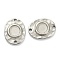 Non-Tarnish 304 Stainless Steel Cabochon Connector Settings, Hammered Oval, Stainless Steel Color, Tray: 5.5mm, 15x11.5x2mm, Hole: 1.2mm