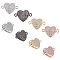 8Pcs 4 Colors Brass Micro Pave Clear Cubic Zirconia Connector Charms, Heart, Mixed Color, 18x11.5x4mm, Hole: 2mm, 2pcs/color