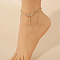 Cross Alloy Crystal Rhinestone Charms Anklets, Golden, 8-1/4 inch(210mm)