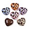 Printed Opaque Acrylic Beads, Heart with Leopard Print Pattern, Mixed Color, 26x28.5x15.5mm, Hole: 3.2mm