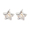 Rack Plating Brass Micro Pave Clear Cubic Zirconia Stud Earring, Cadmium Free & Lead Free, Long-Lasting Plated, Star, Platinum, 21x21mm