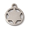 Non-Tarnish Christmas 201 Stainless Steel Charms, Flat Round with Star of David, Stainless Steel Color, 12.5x10x1mm, Hole: 1.5mm
