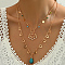 Natural Turquoise Teardrop Double Layer Necklaces, Brass Crystal Rhinestone Heart Pendant Necklaces for Women, Golden, 16.54 inch(42cm)
