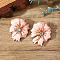 Iron Flower Stud Earrings, Golden, with Rhinestone, Pearl Pink, 42x37mm