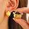 Alloy Bag Hoop Earrings, with Imitation Pearl, Golden, 50mm