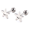 Tarnish Resistant 201 Stainless Steel Barbell Cartilage Earrings, Screw Back Earrings, with 304 Stainless Steel Pins, Star, Stainless Steel Color, 8x8x2mm, Pin: 1mm