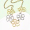 304 Stainless Steel Two Tone Flower Bib Necklaces for Women, Lead Free & Cadmium Free & Nickel Free, Golden & Stainless Steel Color, 17.13 inch(43.5cm)