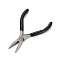 Carbon Steel Jewelry Pliers, Needle Nose Pliers, Ferronickel, with Plastic Handle, Black, 11.8x7.95x0.85cm