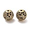 Brass Micro Pave Cubic Zirconia Beads, Round, Rack Plating, Long-Lasting Plated, Lead Free & Cadmium Free, Real 18K Gold Plated, 12mm, Hole: 1.8mm