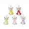 ABS Plastic Imitation Pearl Pendants, Flower Shape Angel Charms, with Alloy Wings & Iron Loop, Mixed Color, 38x18x18mm, Hole: 3~3.5mm