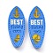 Opaque Resin Cabochons, Ocean Theme, Surfboard with Anchor & Sailboat & Word BEST Feeling ever, Dodger Blue, 35x13.8x5mm