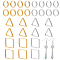 32Pcs 8 Style Brass Bead Frames, Ring & Triangle & Rhombus, Platinum & Golden, 12x3mm, Hole: 1mm, 4pcs/style