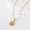 3Pcs Elegant Stainless Steel Rose Pendant Necklaces for Women, Golden, 15.75 inch(40cm)