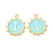 Eco-Friendly Stainless Steel Enamel Pendants, Real 18K Gold Plated, Long-Lasting Plated, Flat Round with Anchor, Cyan, 20x16.5x2.2mm, Hole: 1.9mm