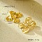 304 Stainless Steel Stud Earrings, with Plastic Pearl, Golden, Flower, 37.4x38.6mm