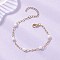 Natural Freshwater Pearl Beaded Link Bracelets, Brass Paperclip Chains Bracelets for Women, Rice, Real 18K Gold Plated, 7-3/8 inch(18.8cm)