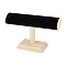 Velvet T-Bar Bracelet Display Stands  with Wooden Base, Jewelry Organizer Holder for Watch, Bracelet, Black, 22.5x7.4x13.5cm