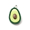 Resin Pendants, Avocado Charms, with Platinum Iron Loops, Medium Sea Green, 27x16.5x7mm, Hole: 1.8mm