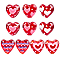 10Pcs 5 Colors Handmade Lampwork Enamel  Beads, Heart, Red, 19~20.5x20~20.5x11.5~13.5mm, Hole: 2.5mm, 2pcs/color