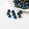 6/0 Grade A Round Glass Seed Beads, Metallic Colours Iris, Blue Plated, 6/0, 4x3mm, Hole: 1mm, about 4800pcs/pound