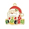 Alloy Enamel Pendants, Christmas Theme, Golden, Santa Claus, 26.5x22.5x1.4mm, Hole: 2.1mm