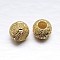 Real 18K Gold Plated Rondelle 925 Sterling Silver Textured Beads, Golden, 8x7mm, Hole: 3mm, about 32pcs/20g