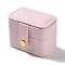Rectangle PU Leather Jewelry Ring Storage Boxes, Travel Portable 4 Ring Cases, Pearl Pink, 3.8x6.4x4.75cm