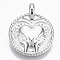 Brass Pendants, Nickel Free, Flat Round, Hands Hold Heart, for Mother's Day, Real Platinum Plated, 21x17x4.5mm, Hole: 2.8mm