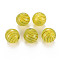 Transparent Handmade Blown Glass Globe Beads, Stripe Pattern, Round, Light Khaki, 13~14mm, Hole: 1~2mm