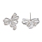 Rack Plating Bowknot Brass Stud Earrings for Women, Cadmium Free & Lead Free, Long-Lasting Plated, Platinum, 18.5x22mm
