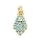 Brass Micro Pave Cubic Zirconia Hamsa Hand Charms, Long-Lasting Plated, Rack Plating, Lead Free & Cadmium Free, with Jump Ring, Real 18K Gold Plated, 12x7x2mm
