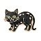 Halloween Enamel Pins, Alloy Lapel Pins for Backpack Clothes, Cat Shape, 30.5x41mm