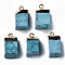Synthetic Turquoise Pendants, with Golden Brass Findings, Rack Plating, Cube, 18~21x9~12x9~13mm, Hole: 1.6mm