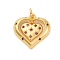 Brass Micro Pave Cubic Zirconia Pendants, Long-Lasting Plated, Lead Free & Cadmium Free, Gold, Heart, Medium Violet Red, 20.5x19.5x2.5mm, Hole: 3mm