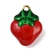 Brass Enamel Pendants, Strawberry Charm, Lead Free & Cadmium Free, Long-Lasting Plated, Rack Plating, Real 18K Gold Plated, FireBrick, 19x15x7.5mm, Hole: 1.8mm