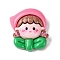 Spring Theme Opaque Resin Decoden Cabochons, Cute Girl, Human, 28.5x27x9.5mm