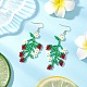 Серьги-подвески из стеклянных бусин с цветами и фруктами EJEW-MZ00533-02-1