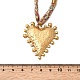 Женские ожерелья с подвеской в виде сердца из нержавеющей стали 304 с напечатанной шелковой лентой NJEW-A063-11G-5